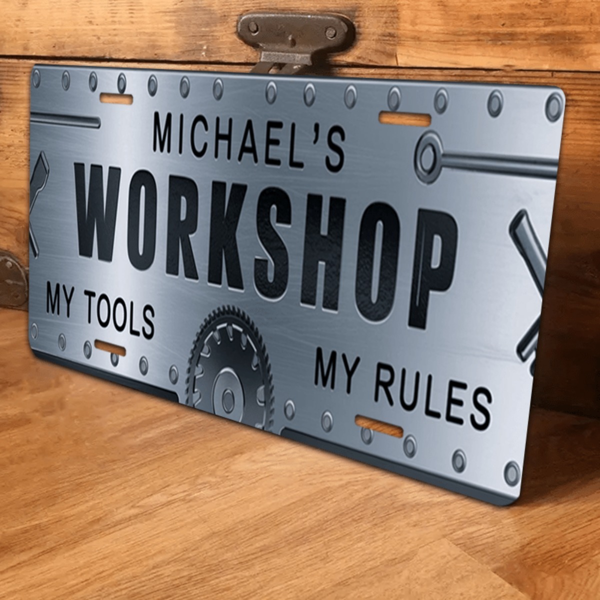 Tools Name In Workshop - Personalized Name Workshop Aluminum Sign 6x12
