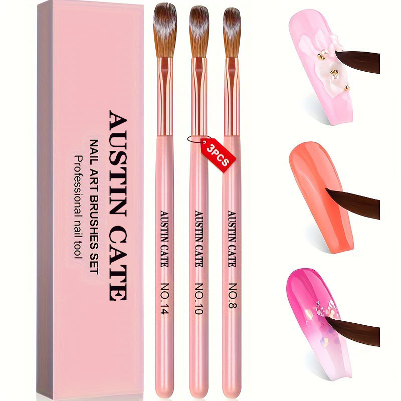 3pcs Kolinsky Acrylic Nail Bru - Chisel Set Wood review and price