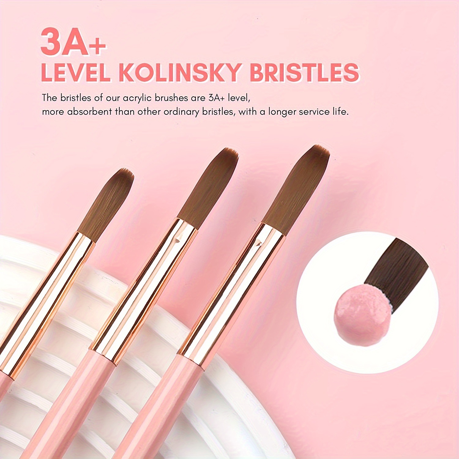 3pcs Kolinsky Acrylic Nail Bru - Chisel Set Wood review and price